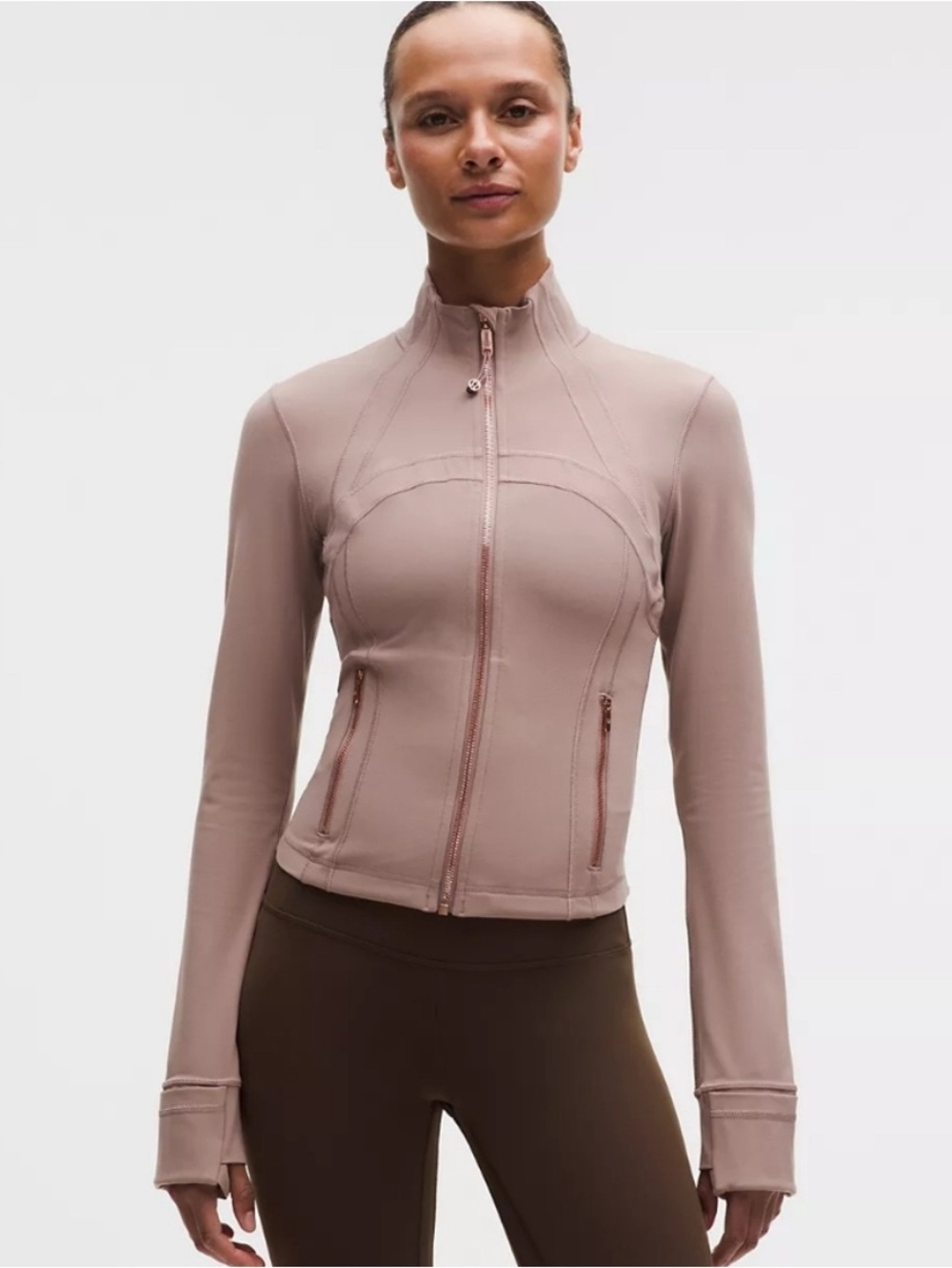 Lululemon Define Cropped Nulu Ashen Rose and Rose Gold